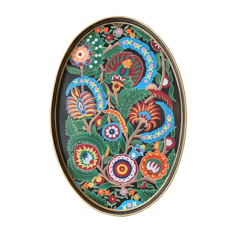 Folk Floral Iron Tray