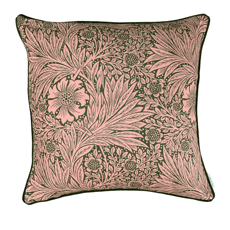 Morris & Co Marigold Pink & Olive Piped Cushion