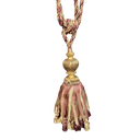 Purple and gold curtain tie back.