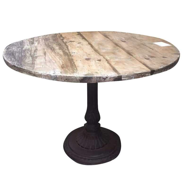 Round Wood and Cast Iron Table