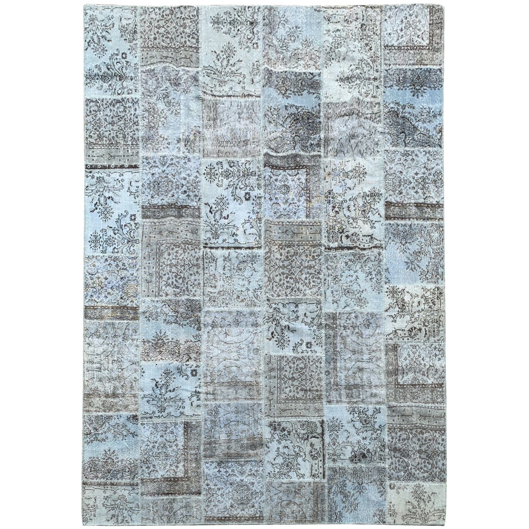 Light Blue Patchwork Over-Dyed Rug 3x4m