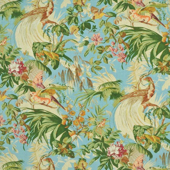 Tropical floral printed fabric with birds
