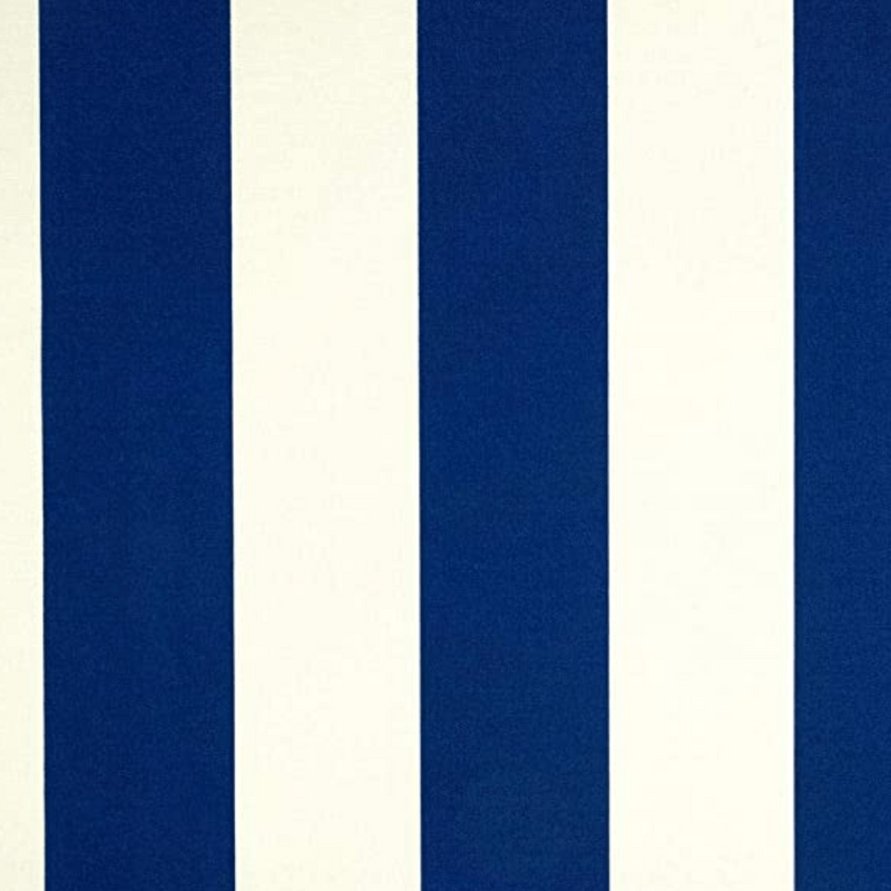 Blue and white striped outdoor fabric.