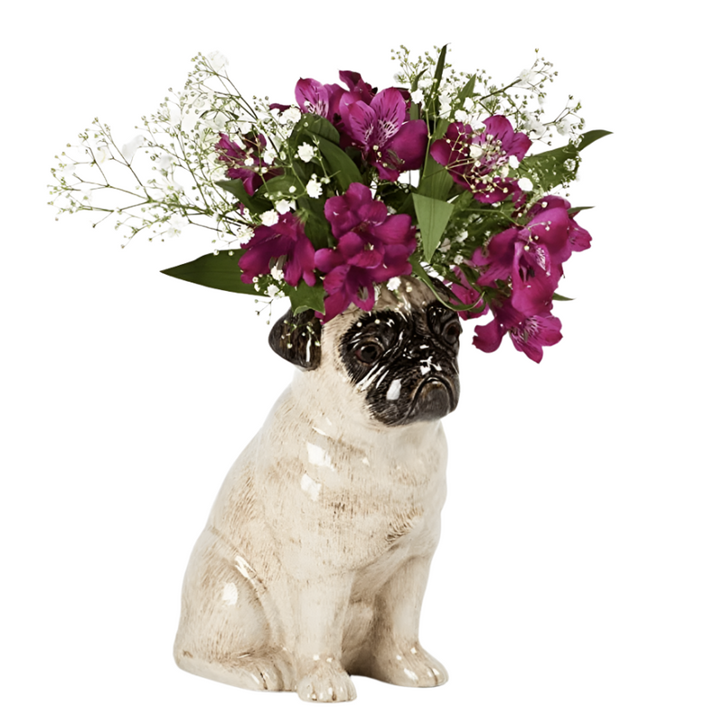 Pug Fawn Flower Vase