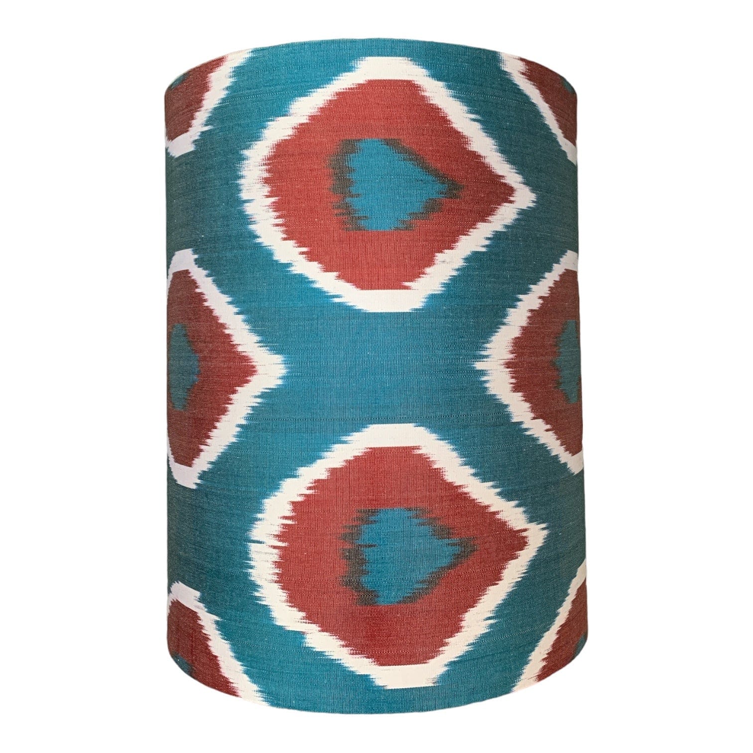 Silk Wine & Blue Ikat 12" Drum Lampshade