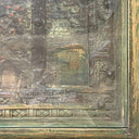 Original Carved Green Console with Glass Top