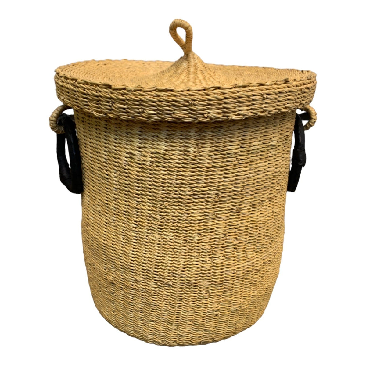 Woven Natural Medium Basket with Lid and side handles Little & Fox
