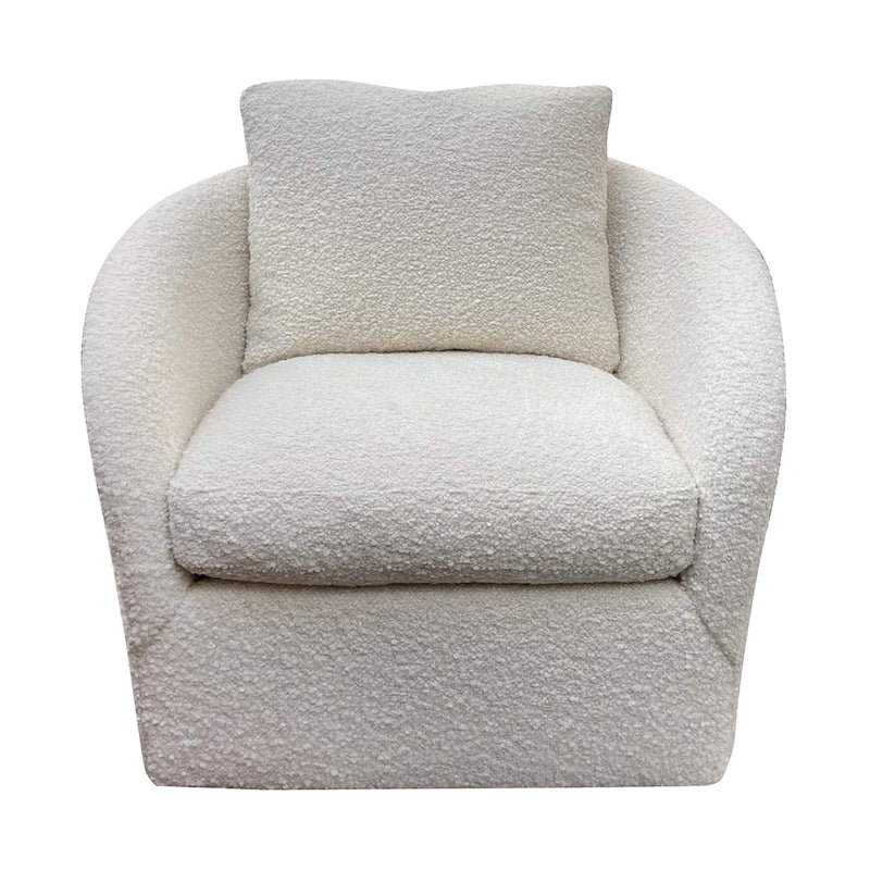 Swivel Chair in Wool-Blend Bouclé