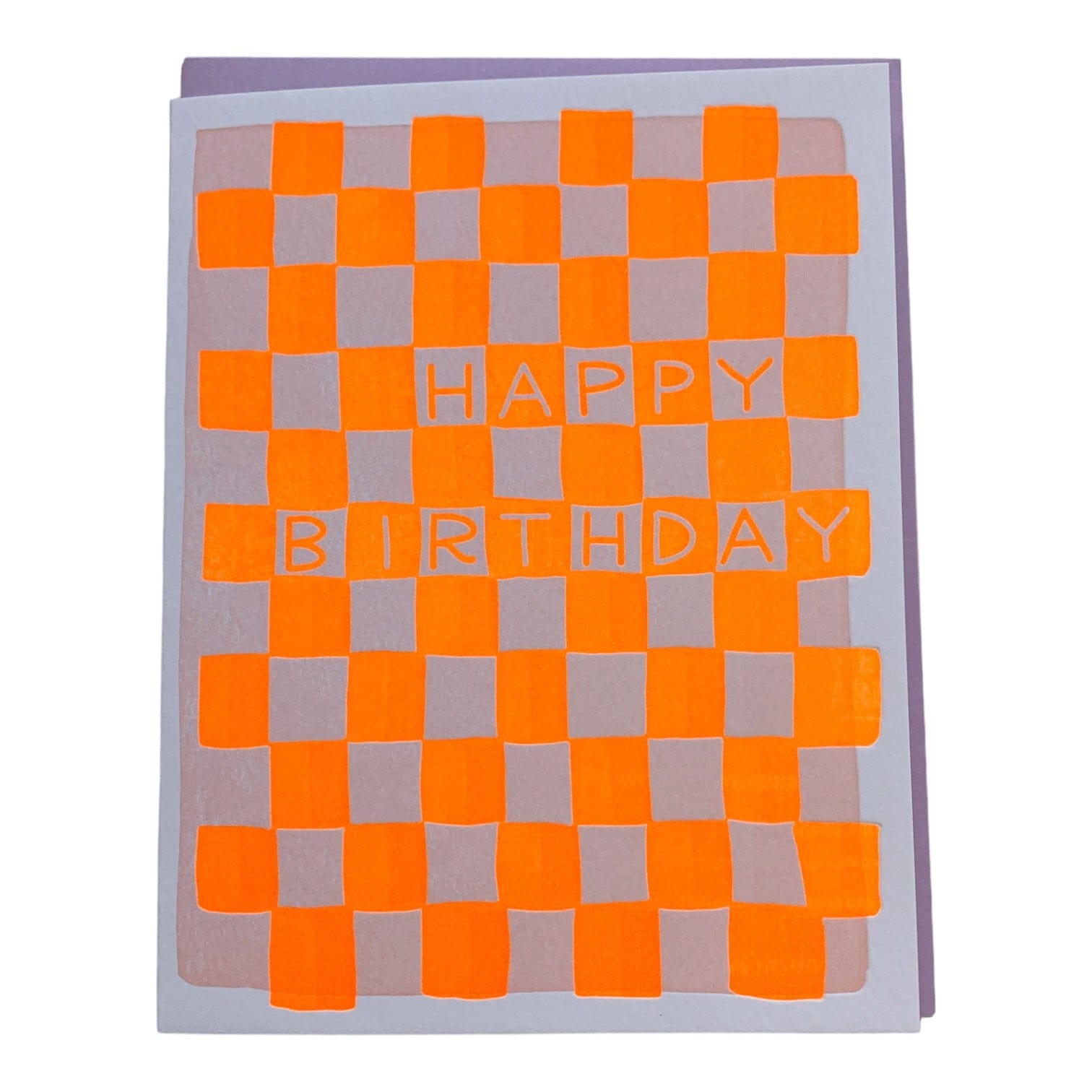 Happy Birthday Orange Checker Card