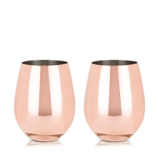 Copper Stemless Wine Glasses - Set of 2