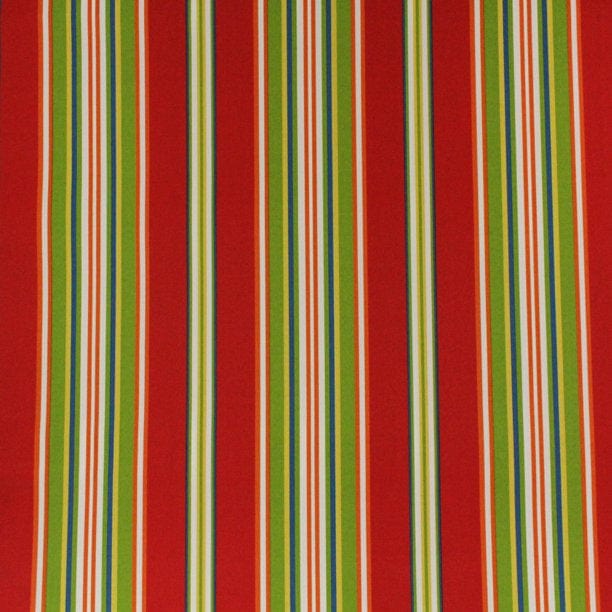 Red and green striped fabric.